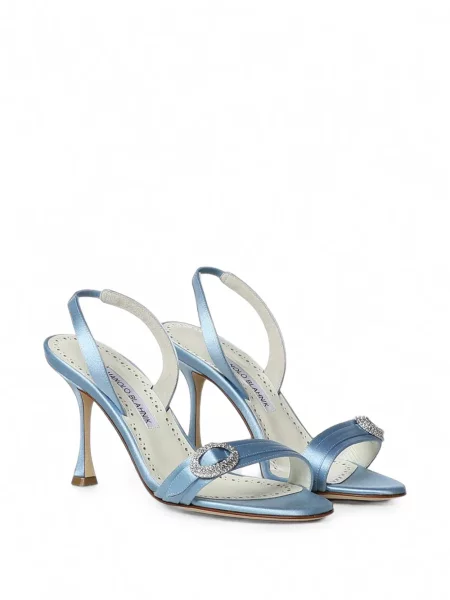 Sandale Manolo Blahnik cu cataramă slingback albastru