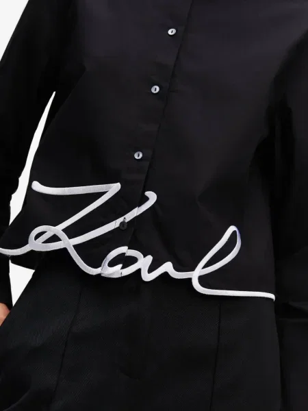 Cămașă Karl Lagerfeld cu broderie negru