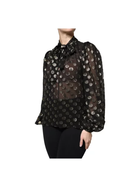 Bluzka Dolce And Gabbana w grochy z organzy czarna