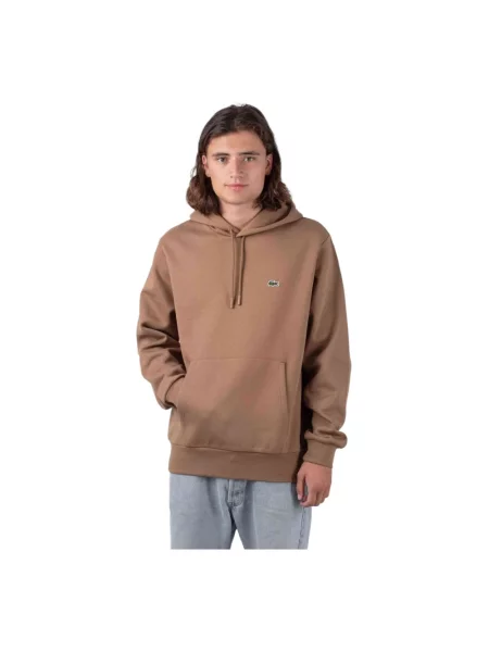 Bluza z kapturem Lacoste polarowa beżowa