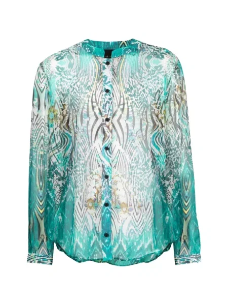Cămașă Tessitura Body Couture de mătase cu imagine verde