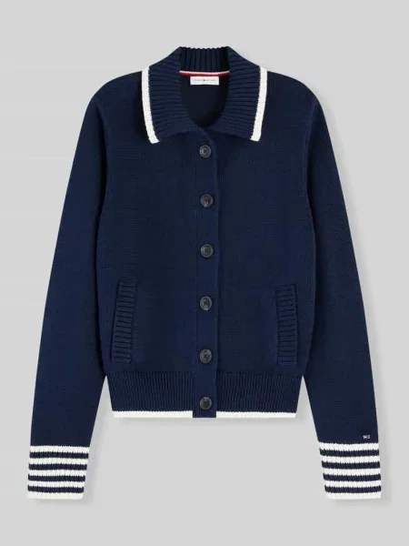 Kardigan rozpinany o kroju relaxed fit z czystej bawełny Tommy Hilfiger niebieski