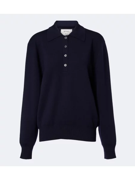 Tricou polo Róhe de lână albastru