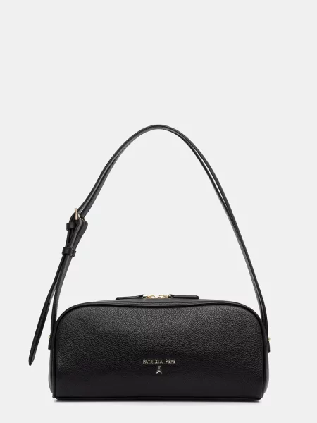 Patrizia Pepe torebka bagietka skórzana czarna