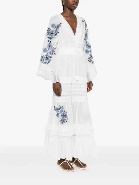 Maksi sukienka maxi Ermanno Firenze w kwiatki garniturowa biała