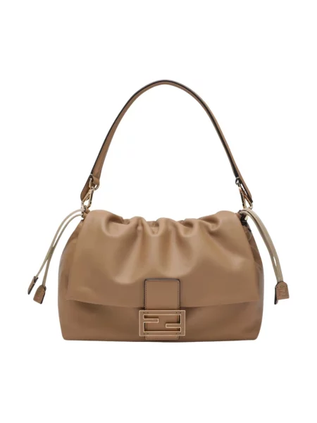 Duża torebka bagietka Fendi Baguette skórzana brązowa