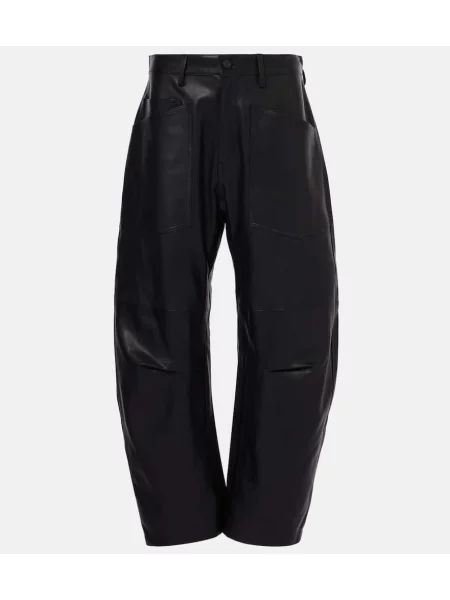 Pantaloni Nili Lotan din piele negru