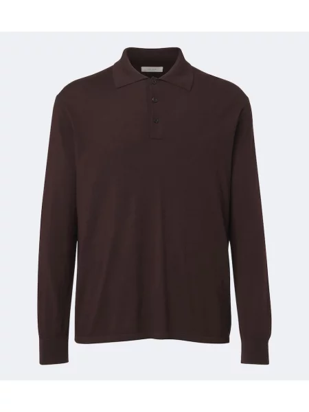 Tricou polo The Row de lână maro