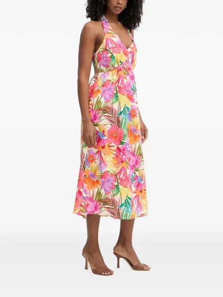 Rochie midi Morgan cu model floral cu imagine cu gât halter