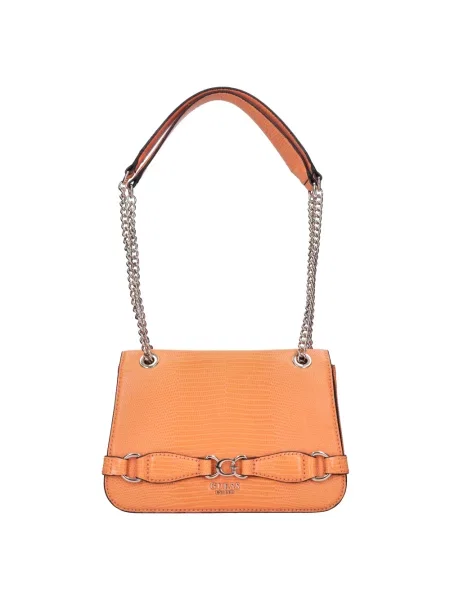 Lniana torebka crossbody Guess pomarańczowa