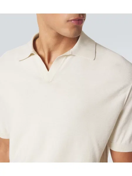 Tricou polo Canali de mătase bej
