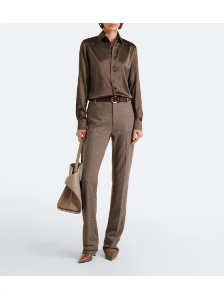 Pantaloni Ralph Lauren Collection de lână maro