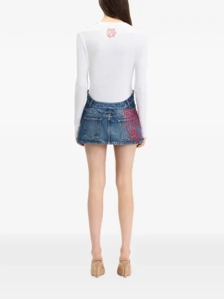 Lung top Jean Paul Gaultier din jerseu alb