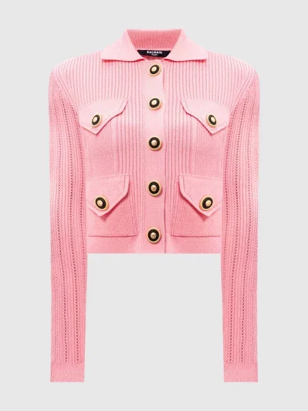 Кардиган в ажурний візерунок Balmain рожевий