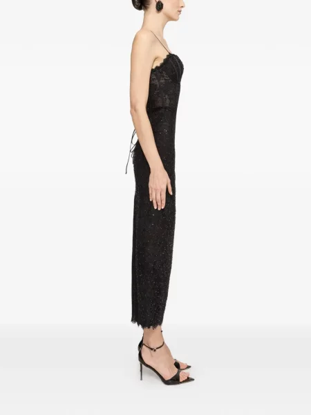 Rochie midi Nissa din dantelă negru