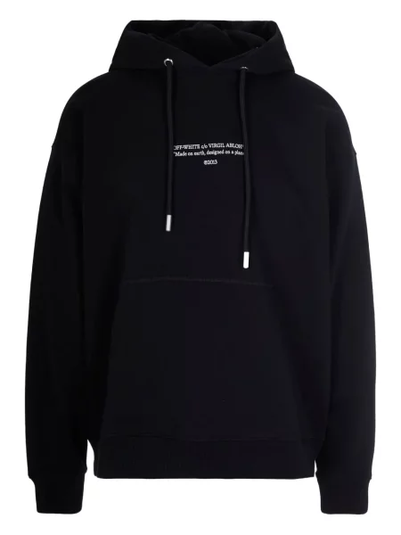 Hanorac cu glugă Off-white cu imagine alb