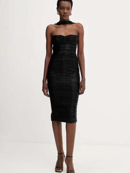 Retrofete ruha Maelis midi testhezálló fekete