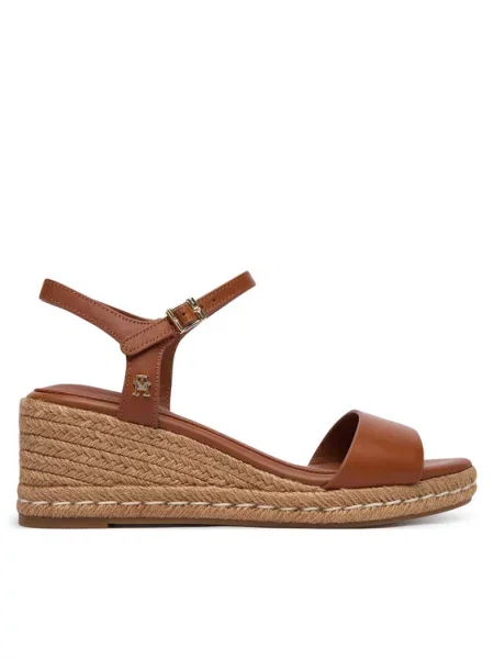 Tommy Hilfiger Espadrile Th Monogram Leather Wedge Espadrilles rjava