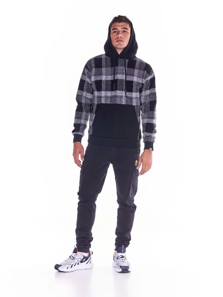 Bluza z wełna z kaptur na outdoor na co dzień czarna