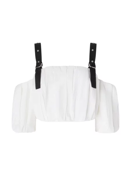 Bluzka Pinko z nitami o skróconej długości biała