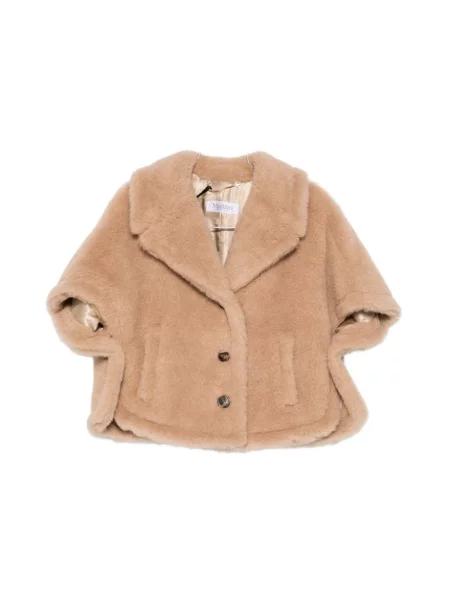 Lniana kurtka Max Mara teddy beżowa