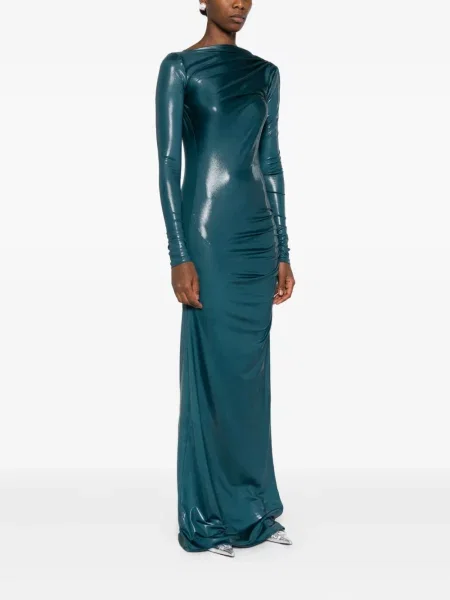 Lung rochie The Andamane drapată albastru