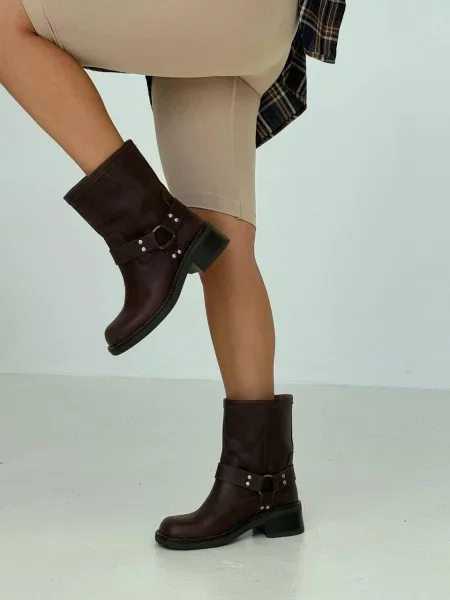 Шкіряні Чоботи коричневий