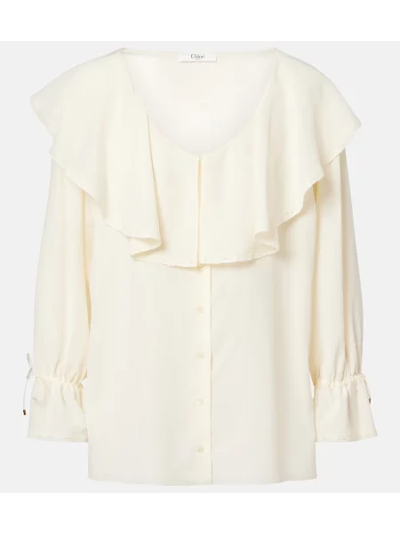 Top Chloé de mătase alb