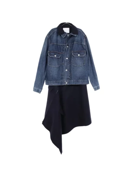 Rochie din denim Sacai asimetrică albastru