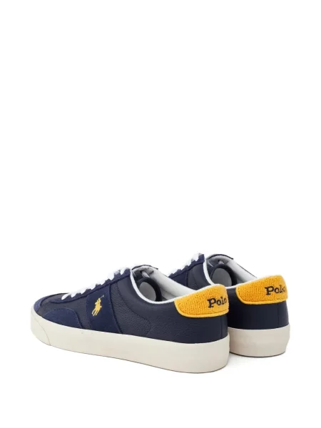 Кожена карирана поло тениска Polo Ralph Lauren бродирана бяло