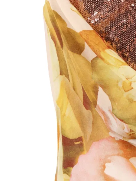Rochie maxi Clips cu paiete cu model floral roz