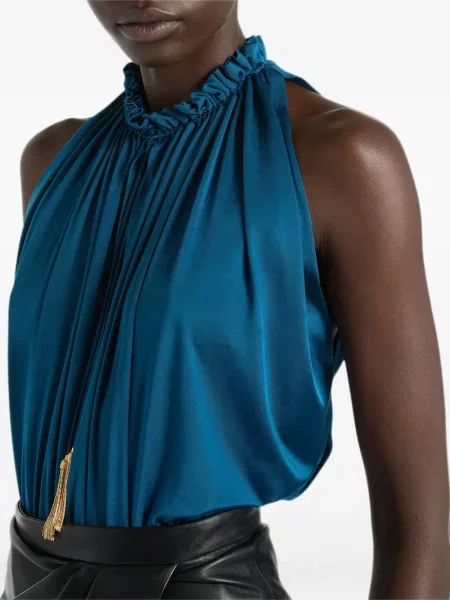 Top Balmain din jerseu albastru