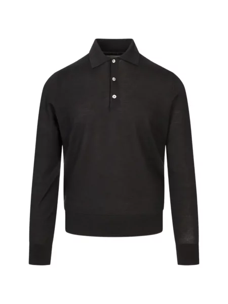 Lung tricou polo Canali negru