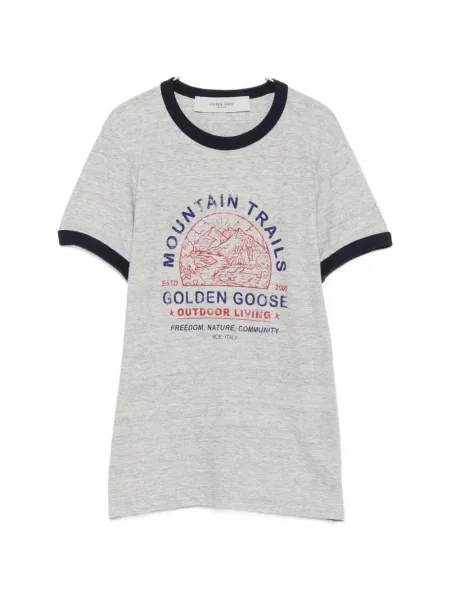 Scurt tricou Golden Goose cu decolteu rotund gri