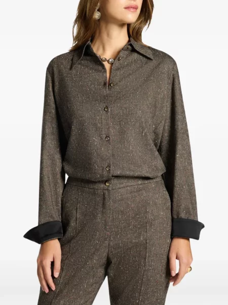 Cămașă Elena Mirò din tweed maro