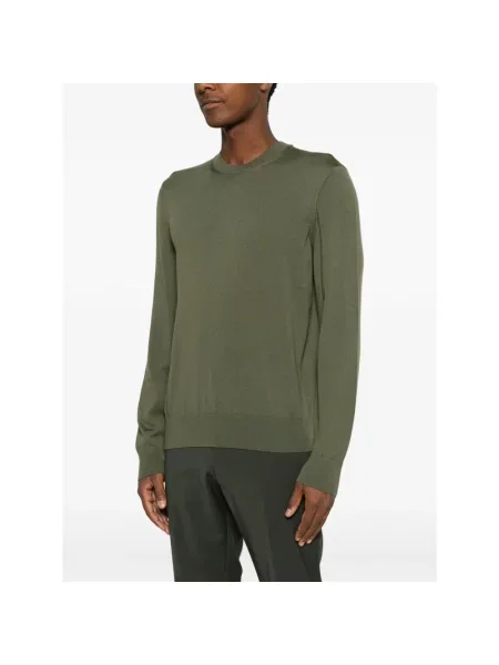 Lniany sweter Boss zielony