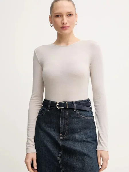 Mos Mosh longsleeve z domieszką wełny PETRI beżowy