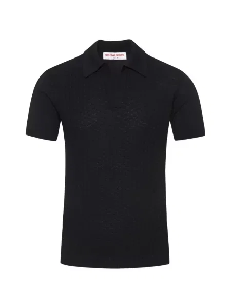 Tricou polo Orlebar Brown tricotate negru