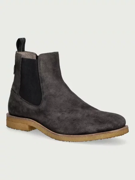 AllSaints ghete scurte pentru bărbați din piele întoarsă Clive Chelsea Boot gri