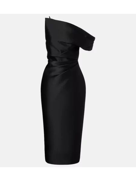 Sukienka koktajlowa Solace London na jednym ramieniu garniturowa czarna