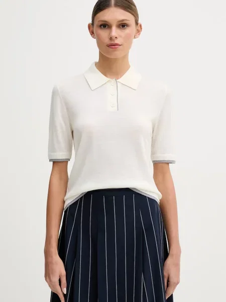 Tricou polo United Colors Of Benetton de lână bej