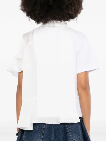 Tricou Sacai asimetric alb