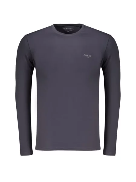 Lung tricou Guess cu imagine gri
