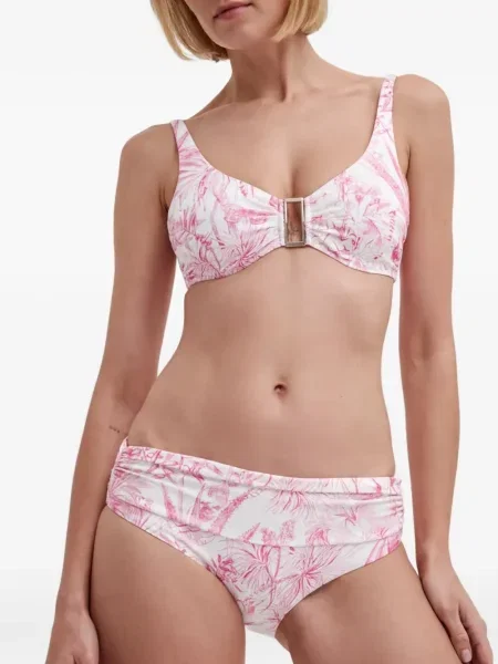 Bikini Melissa Odabash cu model floral cu volane alb