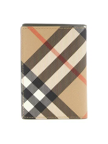 Portfel Burberry w kratę płócienny beżowy