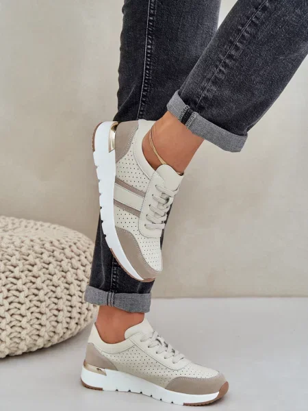 Usnjene superge Pe1 s platformo bež