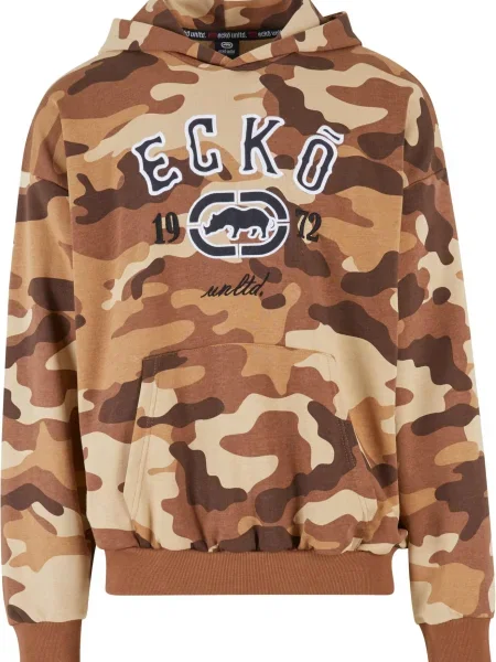 Ecko Unlimited Sweater majica Ecko bež crna / bijela smeđa