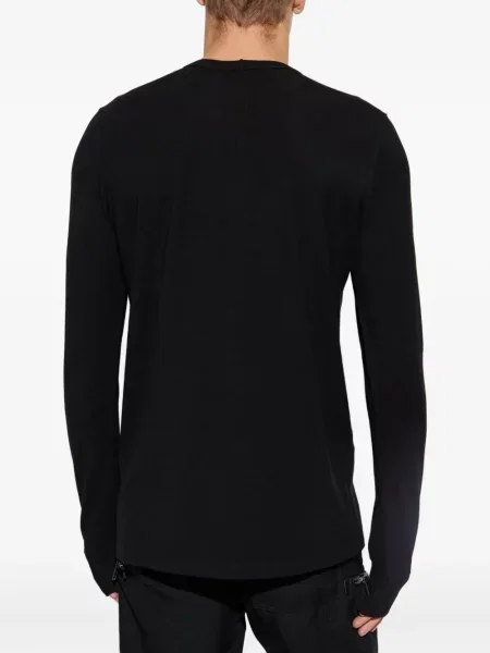 Tricou Rick Owens cu decolteu rotund lung negru