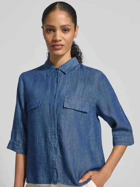 Bluzka o kroju relaxed fit z Mieszanka lyocellu i lnu Model BEA' 0039 Italy niebieska