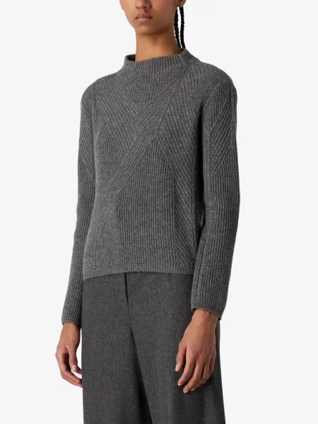 Vilnonis briaunotas megztinis Emporio Armani pilka